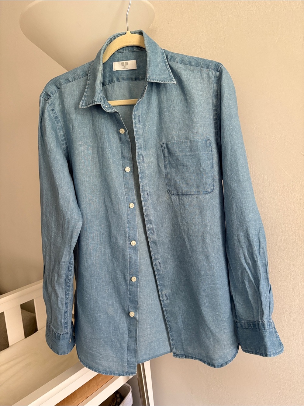Uniqlo Light Blue Men's Denim Shirt - Classic Button-Up XS